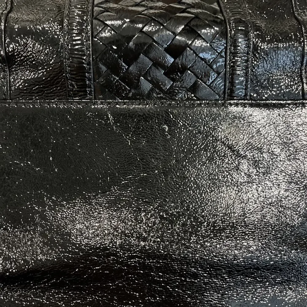 Elliott Lucca Black Patent Leather Trifold Clutch Wallet Wristlet